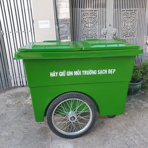 Thùng rác 1000l màu xanh