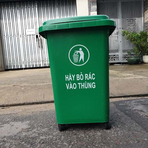 thùng rác nhựa HDPE 60l có 4 bánh xe